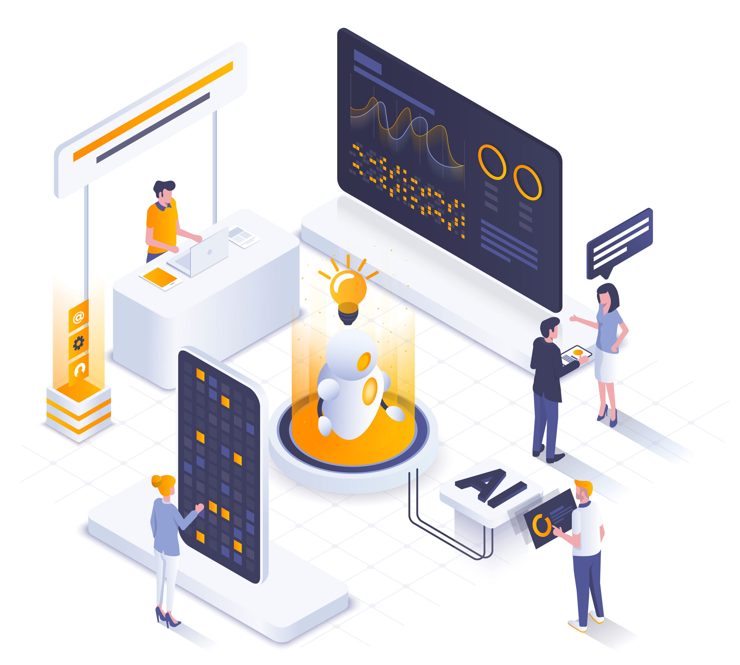 Flat color Modern Isometric Illustration design - Technology